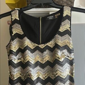 Guess Black and Gold Sequin Dress